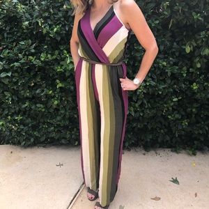 Striped pants romper